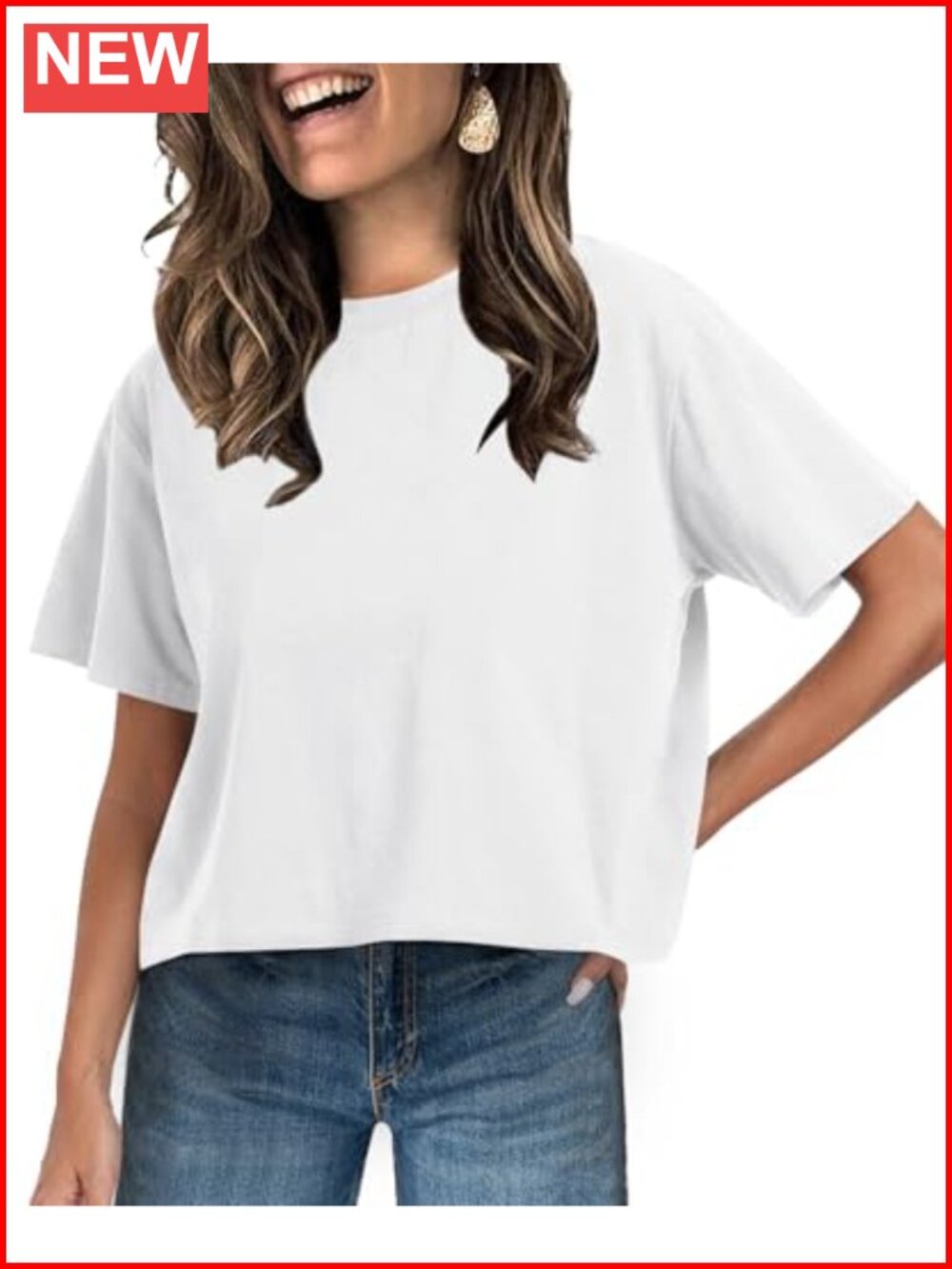 Womens Short Sleeve Crop Top Basic Crew Neck Summer Tee